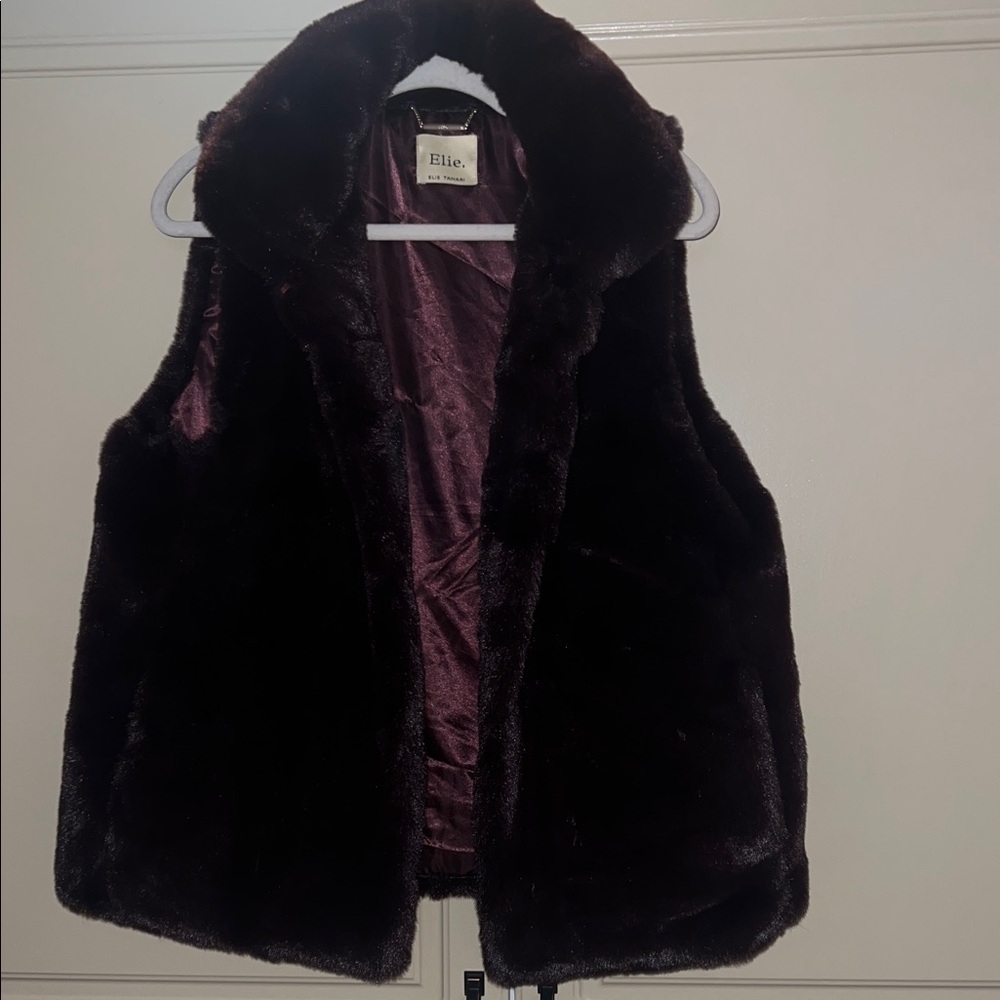 Elie Tahari Plum  Faux Fur Vest